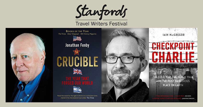 StanfordsTravel's tweet photo. The Stanfords Travel Writers Festival TODAY:

🕚
@Jini_Reddy ‘Wanderland’

🕐
@JonathanFenby ‘Crucible: The Year That Forged Our World’ &amp; @Iain_MacGregor1 ‘Checkpoint Charlie’

🕓
@charlieconnelly ‘The Channel’

⁣⁣Watch all the #STWF talks for FREE at: https://t.co/LnWCy7IHll https://t.co/eduSGfSpfJ