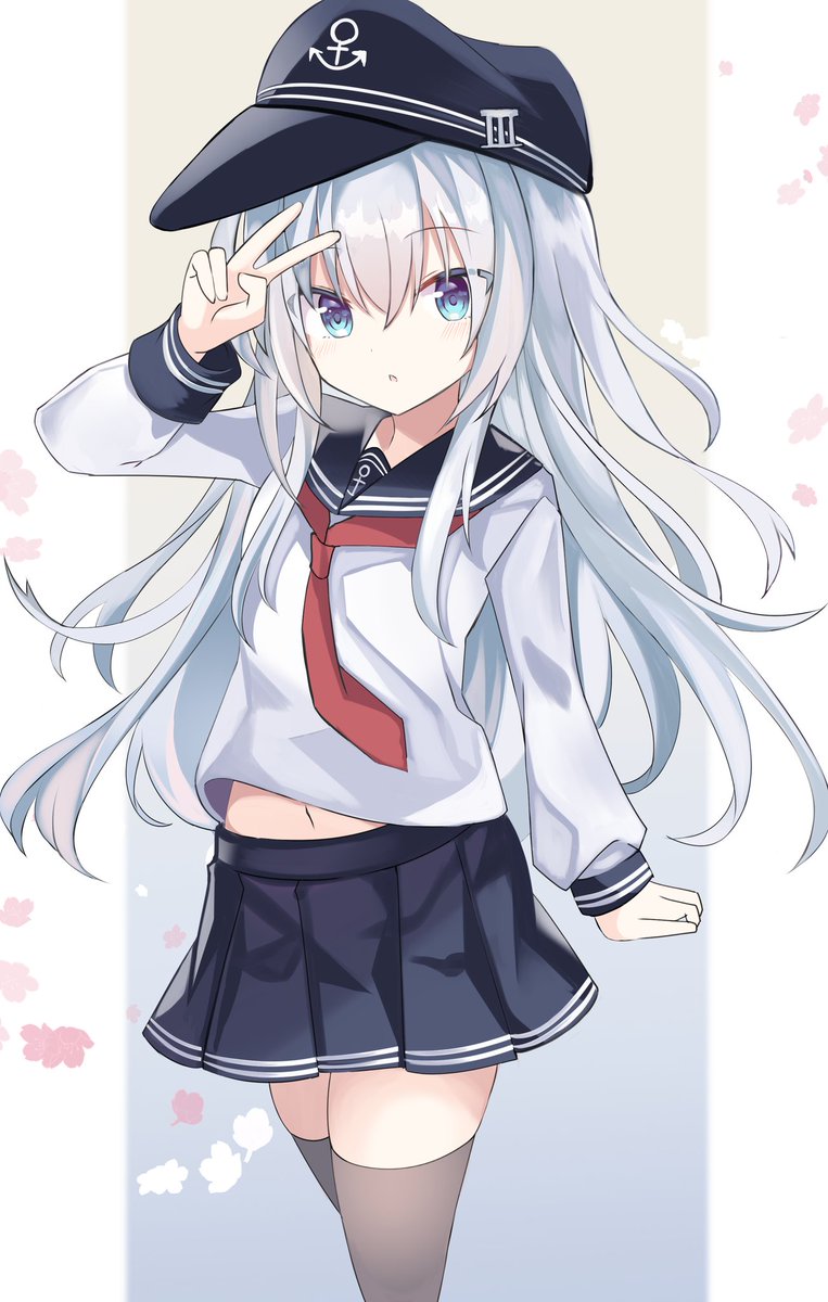hibiki (kancolle) 1girl solo long hair blue eyes skirt sailor collar black sailor collar  illustration images