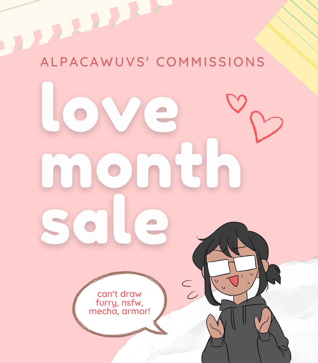 happy love month :D 

treat yourself to some art babey (n help out a broke college student) im opening 5 slots and 3 more for waitlist!! DM me if you're interested or if you have questions! tos will be in the replies <3
 
#artph #commissions #commissionsopen 