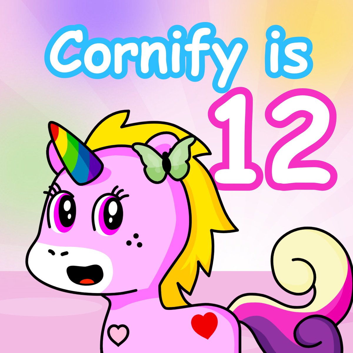 cornify's tweet image. 12 years of sparkly happiness. 🦄 🌈😀✨ #cornify #unicorns #younicorns #rainbow #sparkles #positive