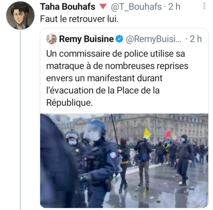  #Bouhafs, en "journaliste" parfaitement impartial qui, s'en avoir vu la vidéo en entier, fait le maximum pour identifier un commissaire de  @La_Pollice