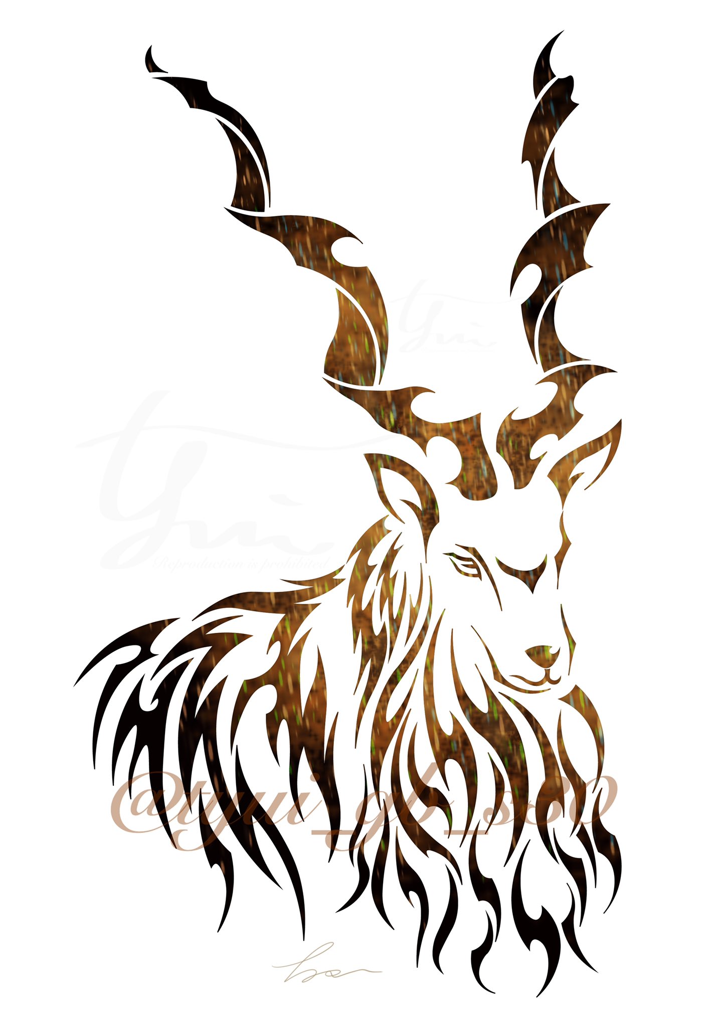 ちゅい トライバる垢 マーコール Markhor 18 1 7 密猟されるヤギさん ツノに魅せられる人が多い証拠 タトゥー トライバル Tribal 魚 イラスト アナログ絵 Illustration 絵描きさんと繫がりたい イラスト王国 ちゅいトラ T Co