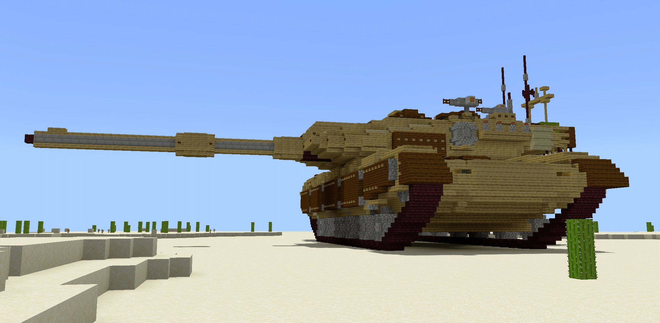 Minecraft軍事部 オーレリア連邦防衛軍 広報部 ー海軍国の鉄獅子ー M46主力戦車 オーレリア陸軍 海軍陸戦隊向けに採用された主力戦車 従来のオーレリア系戦車から設計装備を一新し 特に主砲は初の150mm滑腔砲を採用し エンジンも昨今の石油枯渇を