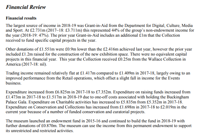 Dig through their Annual Reports and a spicy picture emerges.The Wallace collection earn 46% of their revenue through DCMS.If Wallace are NOT willing to be fit custodians in enabling access to our vibrant shared heritage, then it should be broken up and dispersed.Simple. /2
