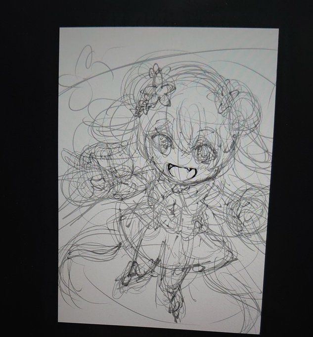 ねねちのかわいさから、早速ざっくりだけどラフ描きはじめる 