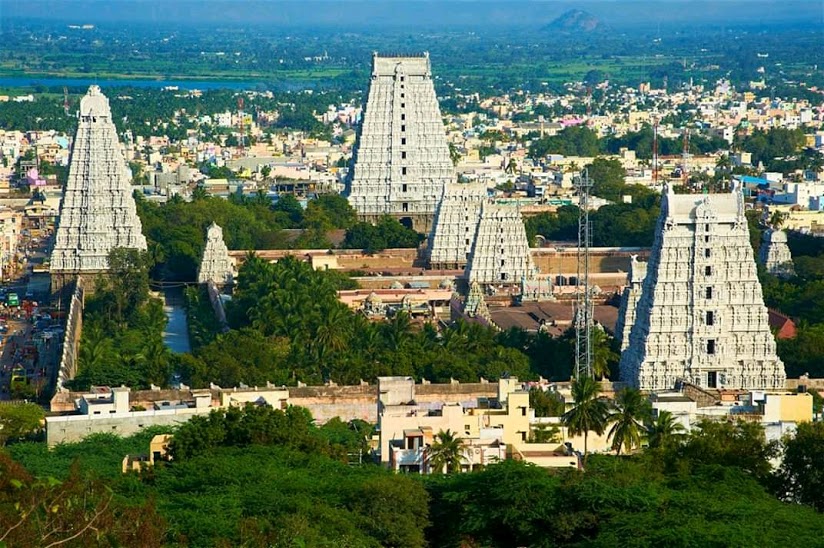 FIRE ELEMENT- ARUNACHALESWARAR TEMPLE, Annamalai Hills, Thiruvannamalai, Tamil NADU. The Arunachaleswarar Temple depicts the fire element bestowed by Shiva and is represented by the "Agni lingam".(13)