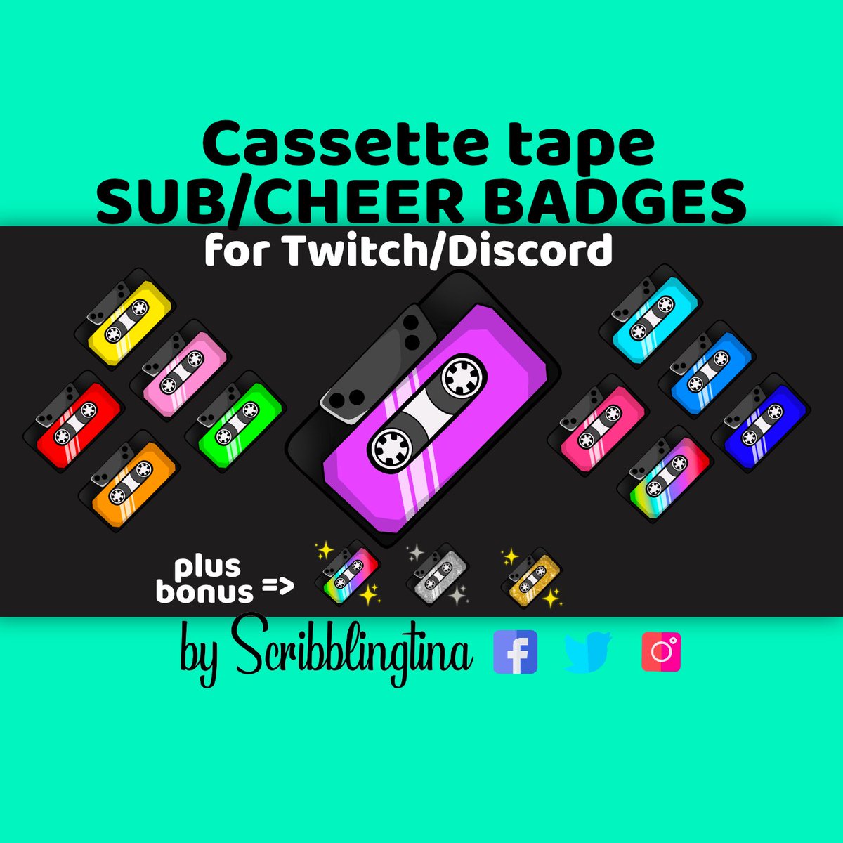 scribblingtina's tweet photo. New sub/ cheer/ bit badges are ready in my shop :-)
https://t.co/bKzWTFqkoj
#twitch #twitchsubbadges #subbadgesartist #customsubbadges #customtwitch #cassettetape https://t.co/CZ8PQvwTpw