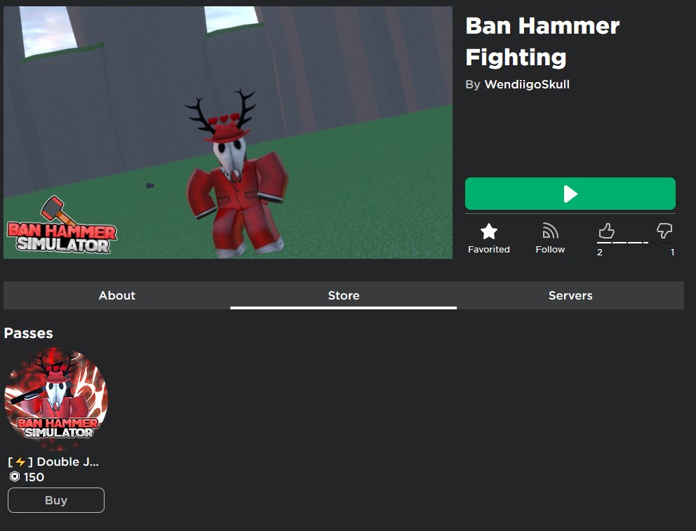 Skully On Twitter New Gamepass Added In Ban Hammer Fighting Play Here Https T Co Hkjc78l7na Buy Here Https T Co Rnws042xr1 Roblox Robloxdev Https T Co Ynn6ehuedo - double jump gamepass roblox