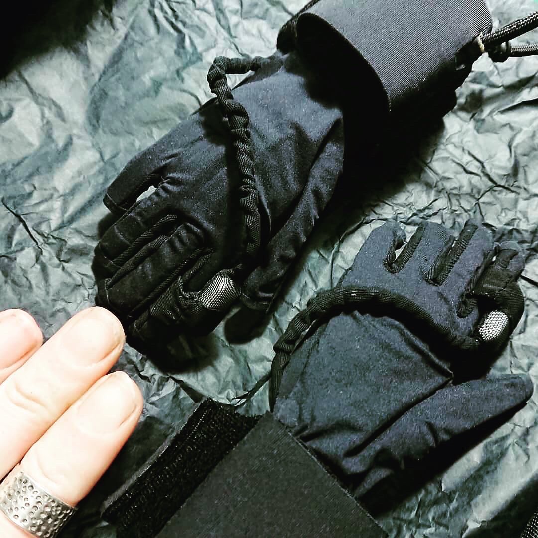 mimu_gloves's tweet image. The tiniest most perfect pair of #mimugloves made by our @RachelFreire. Shown here next to a MiMU standard size L.

These are for amazing Alexis who uses the gloves with @VoiceSign1 as a tool to speak. Can&apos;t wait to see her and Angie using them today! HAPPY BIRTHDAY ALEXIS!