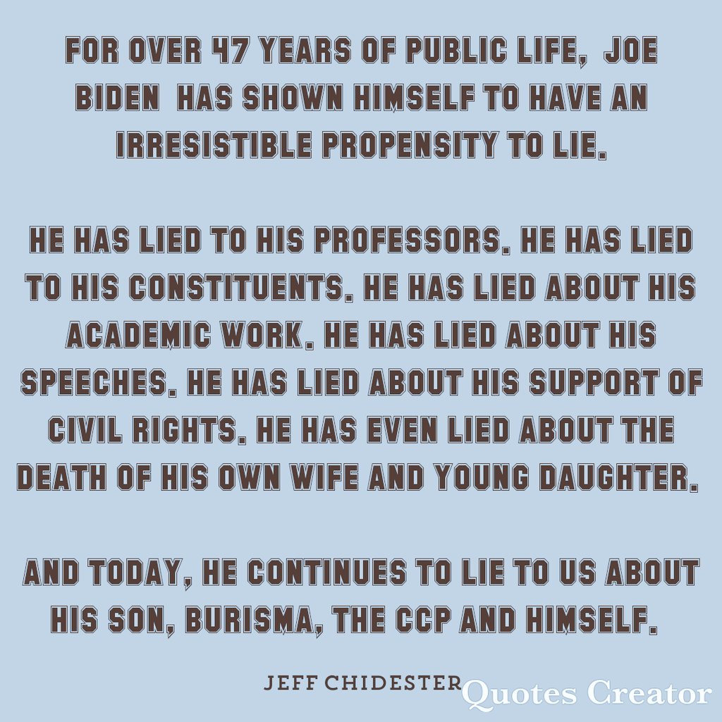 With the help of the complicit media who skillfully hid his track record of deceit and ineptitude, we have President Joe Biden, a dishonest, self-serving career politician ushering in identity politics on steroids. God help us all!  #BidenLied