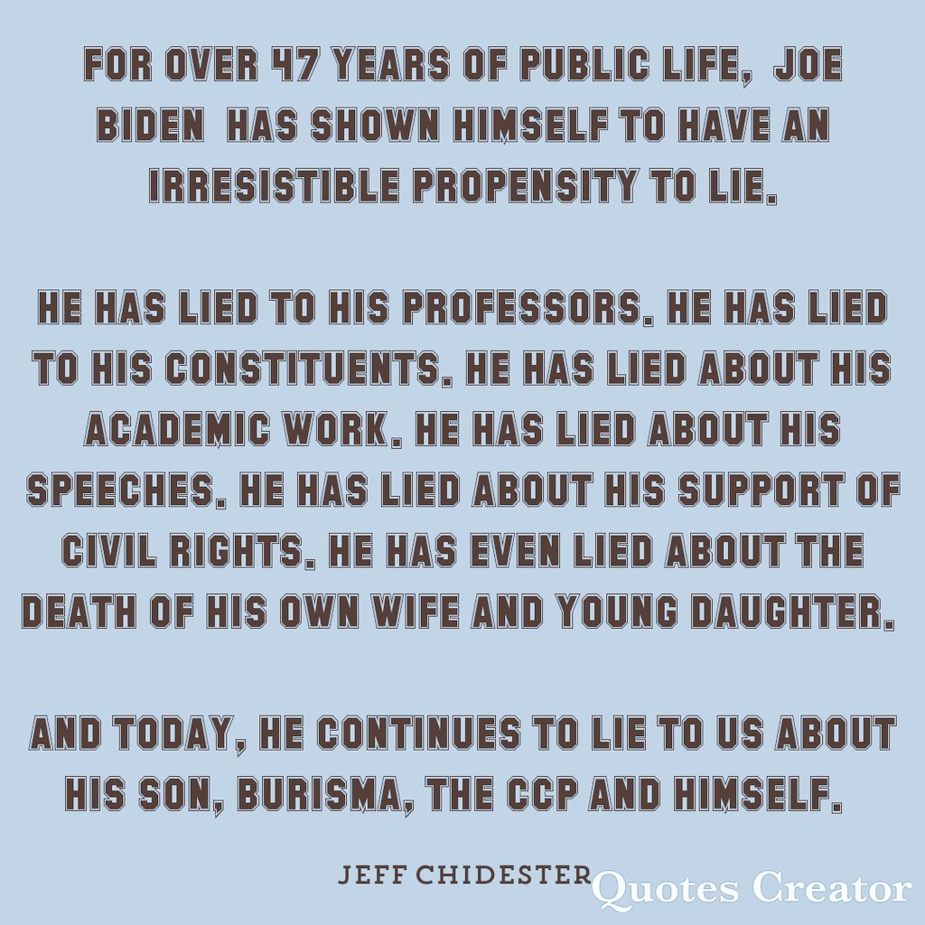 With the help of the complicit media who skillfully hid his track record of deceit and ineptitude, we have President Joe Biden, a dishonest, self-serving career politician ushering in identity politics on steroids. God help us all!  #BidenLied