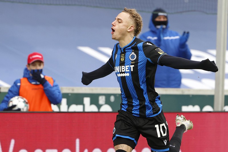 Club's Noa Lang celebrates after scoring the 1-3 goal during a soccer match  between RSC Anderlecht and Club Brugge KV, Thursday 20 May 2021 in Anderle  Stock Photo - Alamy