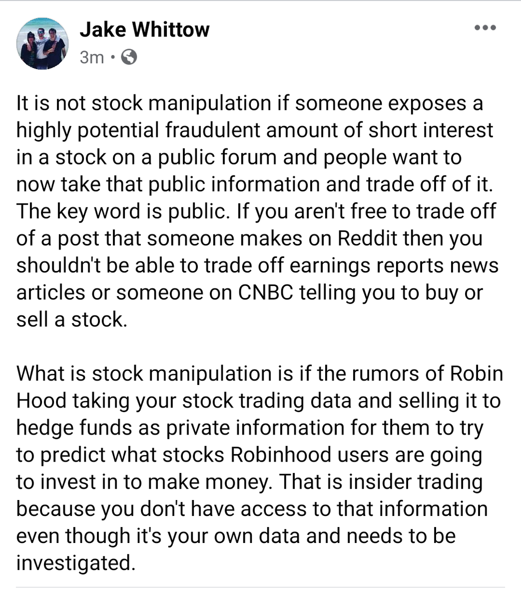 JacobWhittow's tweet photo. @CNBC it is not stock manipulation to trade off public information. https://t.co/ZnewEDBZZr