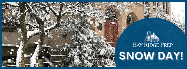 SNOW DAY! School is closed and all in-person and remote classes are canceled Monday, February 1.

Snow days are a staple of childhood and a joy that should not simply be replaced by technology or taken away by a pandemic. 

We hope everyone is able to safely enjoy this snow day.