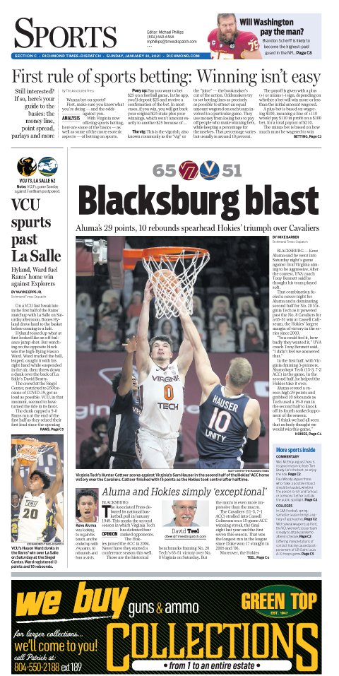cwilinric's tweet photo. Jan. 31 @RTDSports with #CommonwealthClash plus @VCU_Hoops @SpiderMBB @CAAFootball @VCUWomensSoccer #SportsMemories #NFL and @World_of_Woody guest column Stories by @RTD_MikeBarber @ByDavidTeel @wayneeppsjr @RTDjohnoconnor @michaelpRTD @YoMcElroy #JerryLindquist @APSE_sportmedia https://t.co/2aoQm9PIYe