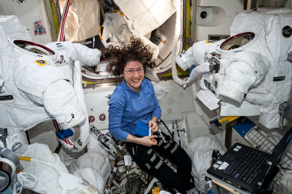 Who will be the first female astronaut to walk on the Moon? 

It could be Christina Koch. She already holds the women's record for longest time in space, and is part of the 18-person shortlist for NASA's next manned Moon mission, the Artemis program. 

Photo: <a href="/NASA/">NASA</a>