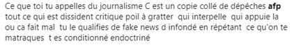 L’un des reproches que j’ai beaucoup vu c’est que « les autres journaux ne font que des copier/coller de dépêches AFP ». Extraits de conversations twitter :