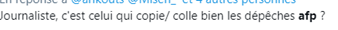 L’un des reproches que j’ai beaucoup vu c’est que « les autres journaux ne font que des copier/coller de dépêches AFP ». Extraits de conversations twitter :