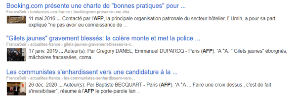 Alors qu’en est-il de FS ? Evidemment, afin de remplir leurs différentes sections, la majorité des articles sont bien des « copier/coller » de dépêches AFP. Une majorité d’images sont aussi reprise de l’AFP