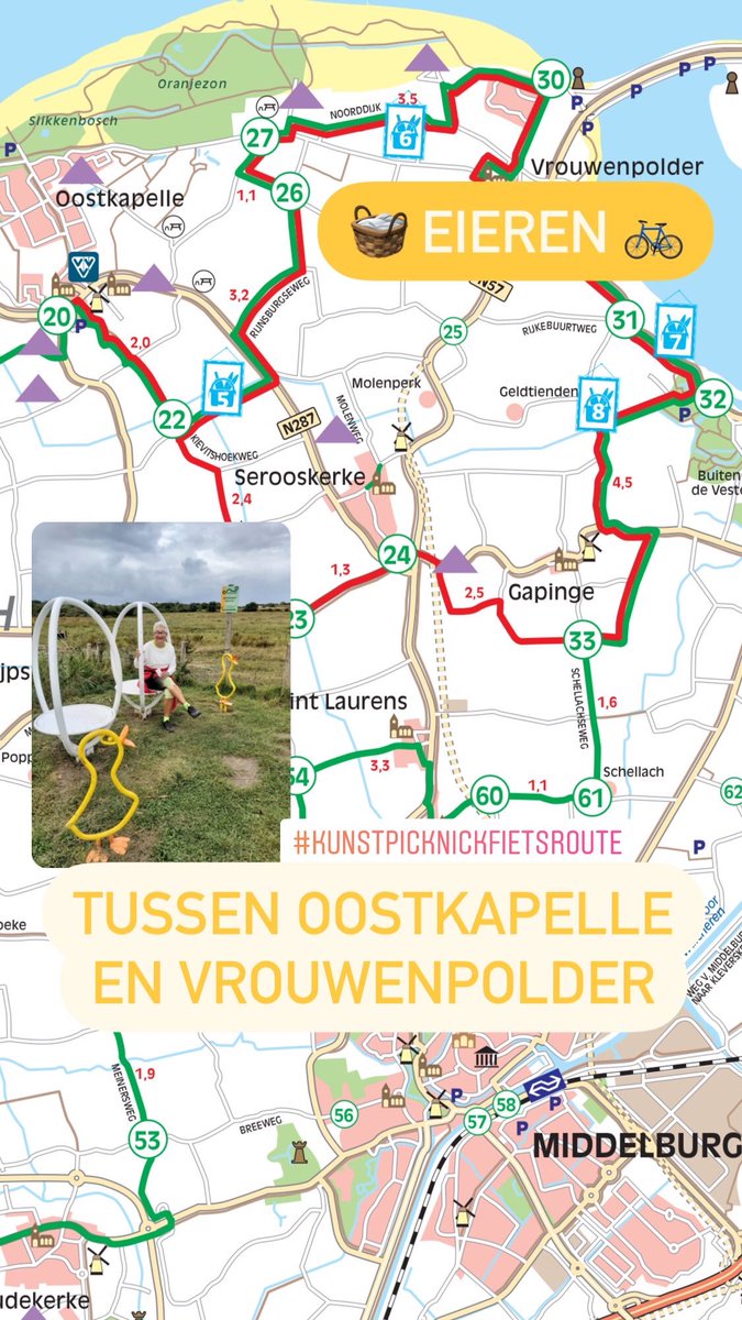 Kunstpicknickplek de Eieren, zo leuk! Heb jij ze al ontdekt? #oostkapelle #vrouwenpolder #walcheren #kunstpicknickfietsroute 🚲🧺🏖