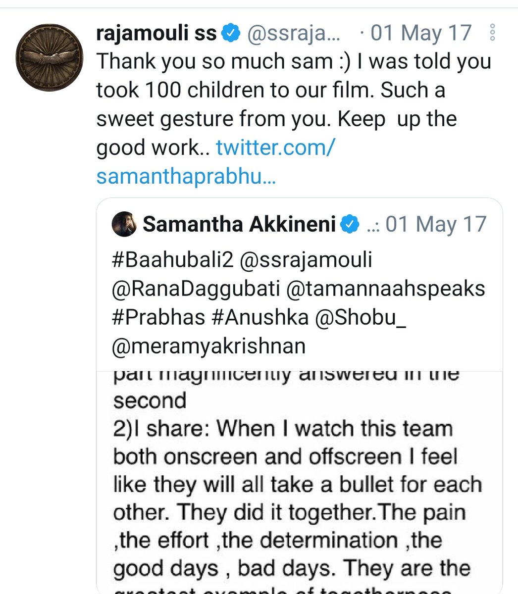  #rajamouli Garu about  #SamanthaAkkineni 