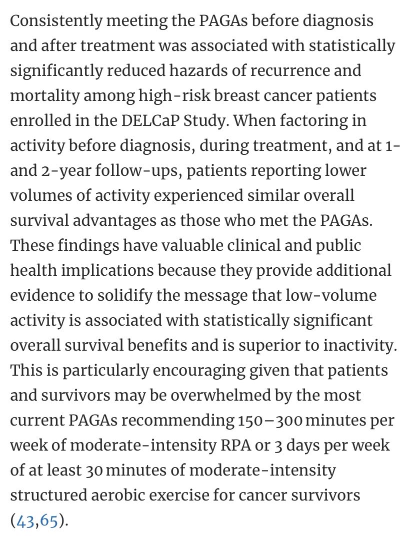 Physical activity can reduce mortality by about 50% in #breastcancer survivors ⁦<a href="/SWOG/">SWOG Cancer Research Network</a>⁩ study ⁦<a href="/HalleMooreMD/">Halle Moore, MD</a>⁩ ⁦<a href="/gt_budd/">GT Budd</a>⁩ ⁦<a href="/ClevelandClinic/">Cleveland Clinic</a>⁩ ⁦@NCICTEP_ClinRes⁩ ⁦<a href="/JNCI_Now/">JNCI</a>⁩ pubmed.ncbi.nlm.nih.gov/32239145/ ⁦<a href="/OncoAlert/">OncoAlert</a>⁩ #bcsm