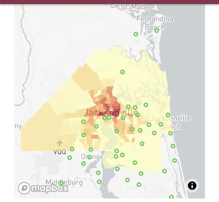 A map of Publix locations in Duval county.Clearly there is one part of town that the clean green machine avoids, right? But a biz goes where they make money, and that’s what Publix should do.But state governmt has a job to protect ALL of its peopleSo how is this racism? 2/