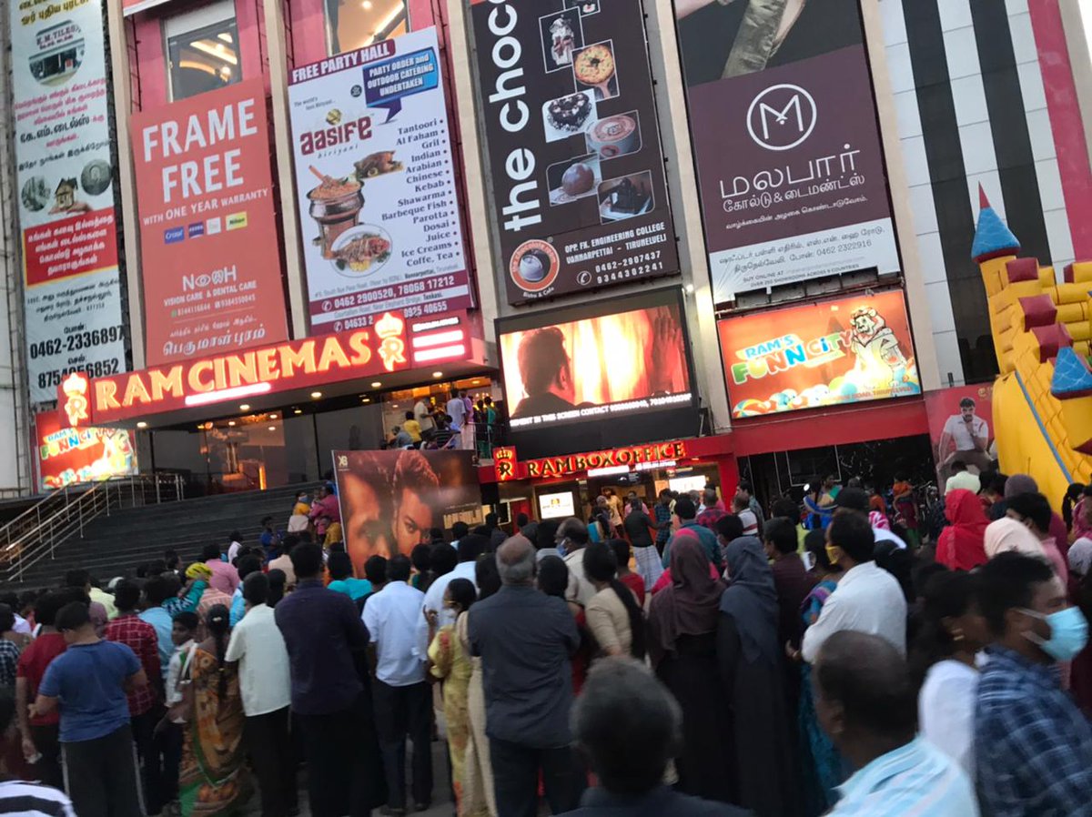 RamCinemas's tweet image. Today evening show's status! 

#MasterInRamCinemas Unstoppable 

We guess only #Thalapathy can create this magic even after the OTT release.

#TharamanaSambavam