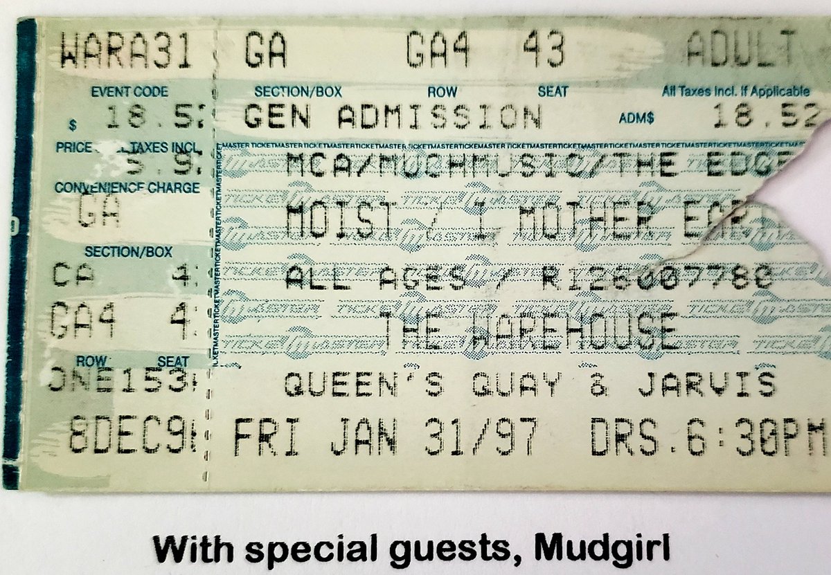 *THIS DATE IN MY CONCERT HISTORY*
To break up the 'coronatony' of this pandemic, I'm posting ticket stubs to concerts I attended on this date in history, in hopes that one day soon we'll all be enjoying live music again. Here is today's. <a href="/moistonline/">Moist - The Band</a> <a href="/IMotherEarth/">I MOTHER EARTH</a> <a href="/davidusher/">David Usher</a>