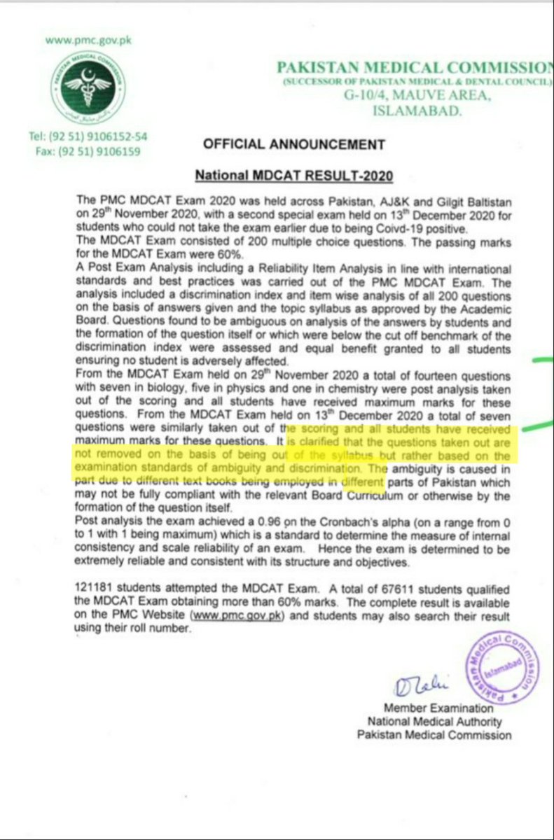 MJibranNasir's tweet photo. #MDCAT Amazed by Hon' PHC Judgment which while claiming to address issue of out of syllabus questions failed to address it at all by misreading removal of 14 "ambiguous" Qs as removal of out of syllabus Qs while PMC admits it hasn't removed any question for being out of syllabus https://t.co/5A54vbJEUT
