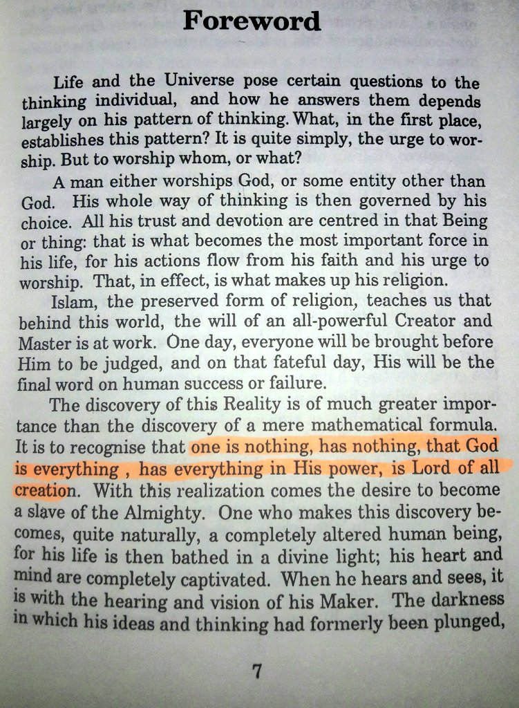 It is to recognize that One is nothing, has nothing, that God is everything, has everything in His Power, is Lord of all creation. #IslamAs_It_is