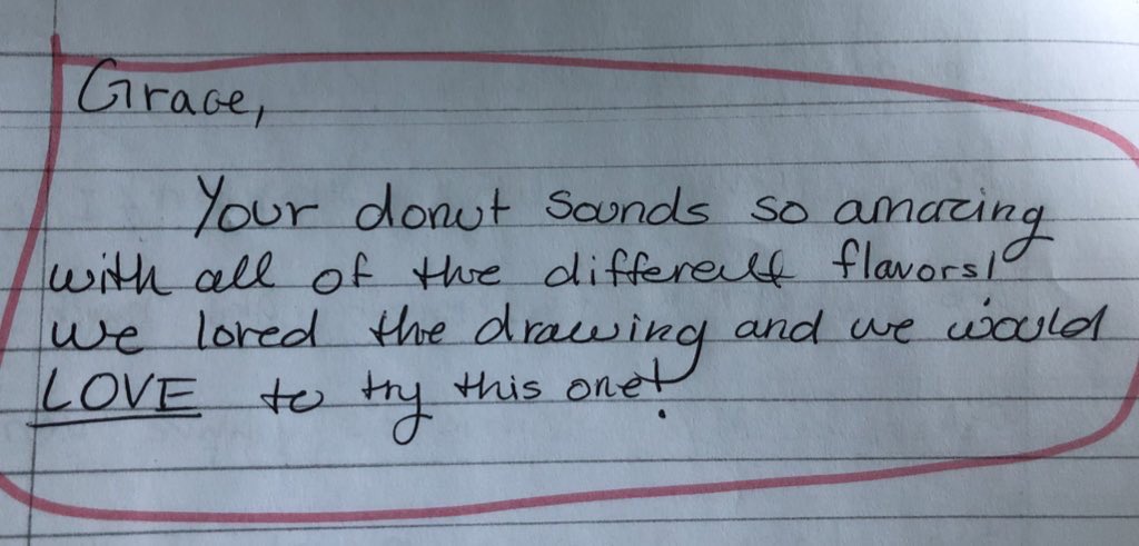 NTarboxNCE's tweet photo. @RiseNRollBakery gifted my @NobleCrossing students not only with free doughnuts but took the time to send comments back on each individual student’s donut design and writing. Thank you, thank you, thank you for giving my students an authentic learning experience! https://t.co/aDRWlvbC7O