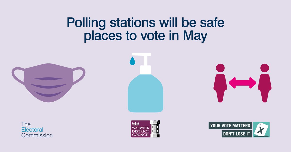 Elections will be taking place across the county on Thursday 6 May 2021 for Warwickshire County Council and the Police &amp; Crime Commissioner.

You can vote in person on the day, by post or by proxy. Find out more at warwickdc.gov.uk/localelections…