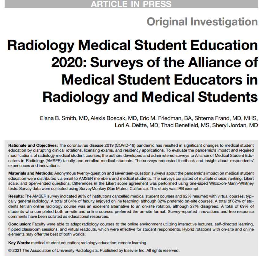 Jannette Collins, MD, MEd, FACR (@jannimd) on Twitter photo Benefits of hybrid on-site & online radiology #meded:
-On-site active participation in workflow/procedures
-Online interactive, self-directed activities (involve #radres)
doi.org/10.1016/j.acra…
<a href="/AcadRadiol/">Academic Radiology</a> <a href="/ACER_AUR/">ACER AUR</a> <a href="/theAPDR/">The APDR</a> <a href="/AMSERRads/">AMSER</a> @nealshah95 <a href="/ShiYunZhao/">SW Chew PhD MBChB</a> @TanMohammedMD Benefits of hybrid on-site & online radiology #meded:
-On-site active participation in workflow/procedures
-Online interactive, self-directed activities (involve #radres)
doi.org/10.1016/j.acra…
<a href="/AcadRadiol/">Academic Radiology</a> <a href="/ACER_AUR/">ACER AUR</a> <a href="/theAPDR/">The APDR</a> <a href="/AMSERRads/">AMSER</a> @nealshah95 <a href="/ShiYunZhao/">SW Chew PhD MBChB</a> @TanMohammedMD