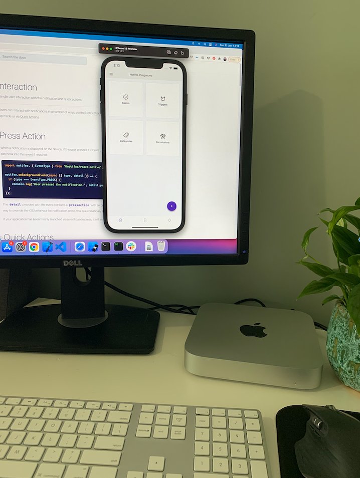 Working on Notifee with my M1 machine is a dream. Performance is on point 👌