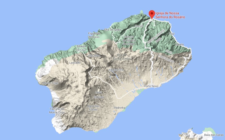  As one of the oldest towns in Cape Verde, Ribera Grande in rugged and volcanic Santo Antão boasts one of the prettiest churches Nossa Senhora do Rosário. Work began in the late 18th century under the direction of Frei Cristóvão de Boaventura.