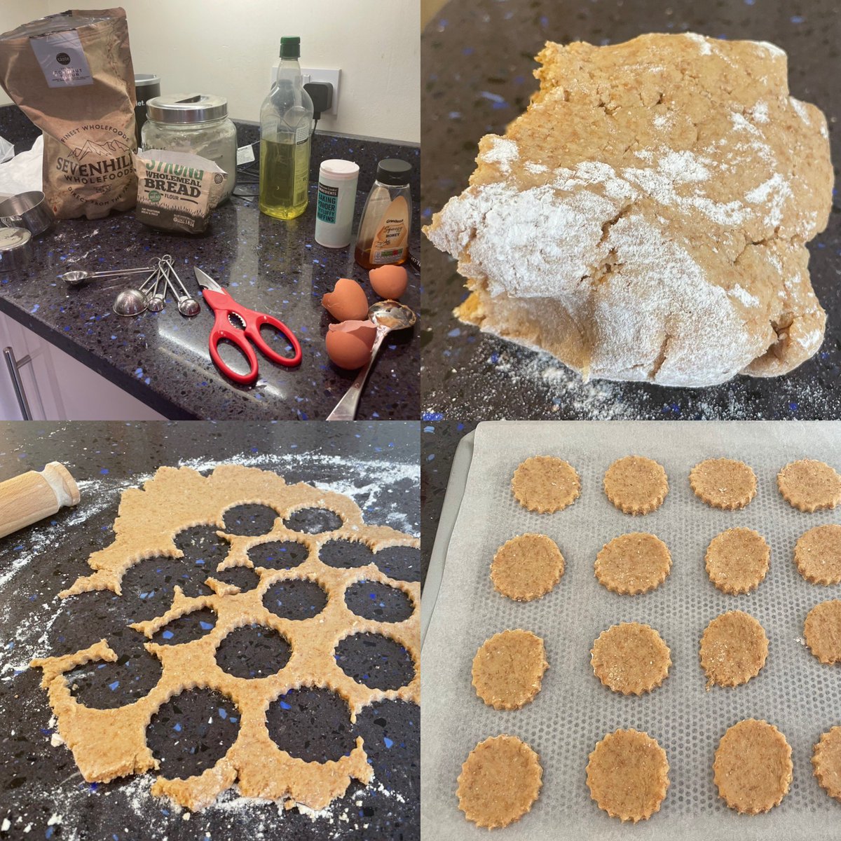 ReneeNo17's tweet photo. I made peanut butter biscuits for me doggies! ๐ถ๐ถ #lockdownmademedoit #furbabies https://t.co/D835BC1E1f