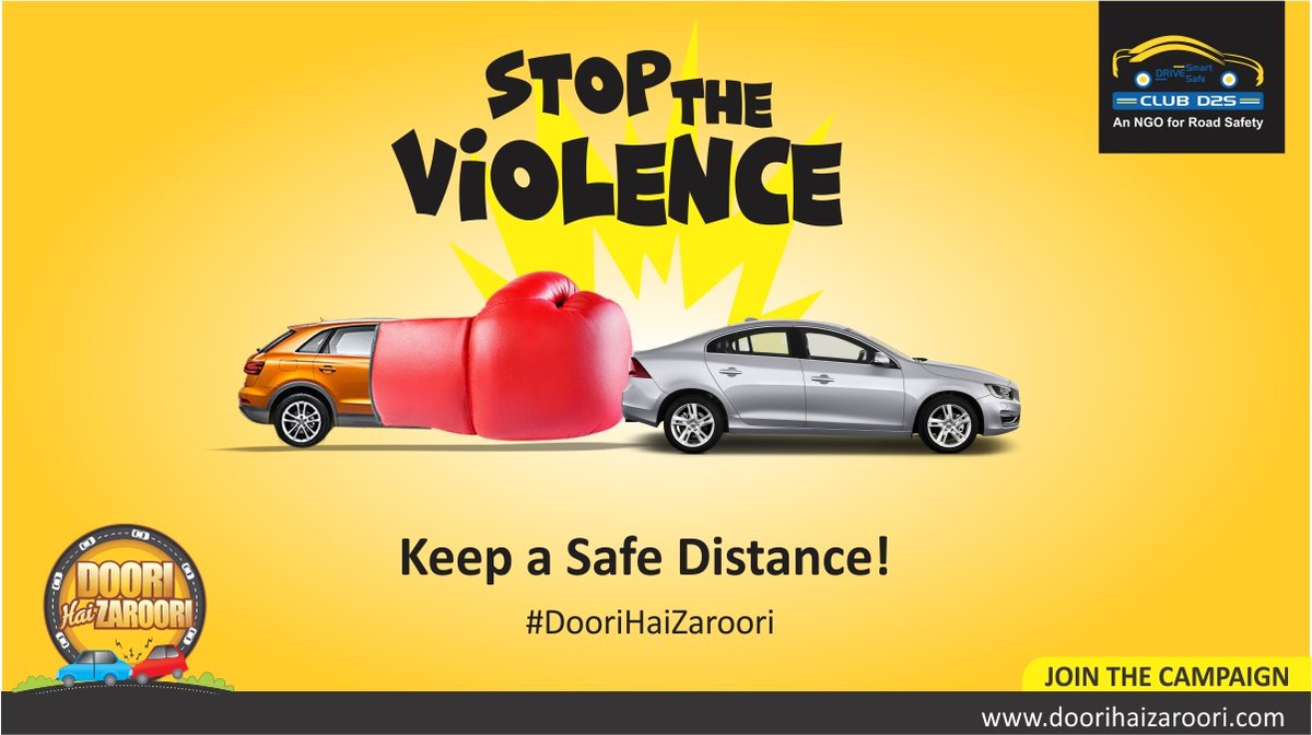 Let’s pledge today to practice keeping a safe distance on roads while driving or riding within the safe speed limits.  Join us today on ( www dot indiaagainstroadcrash dot org ) #IndiaAgainstRoadCrash