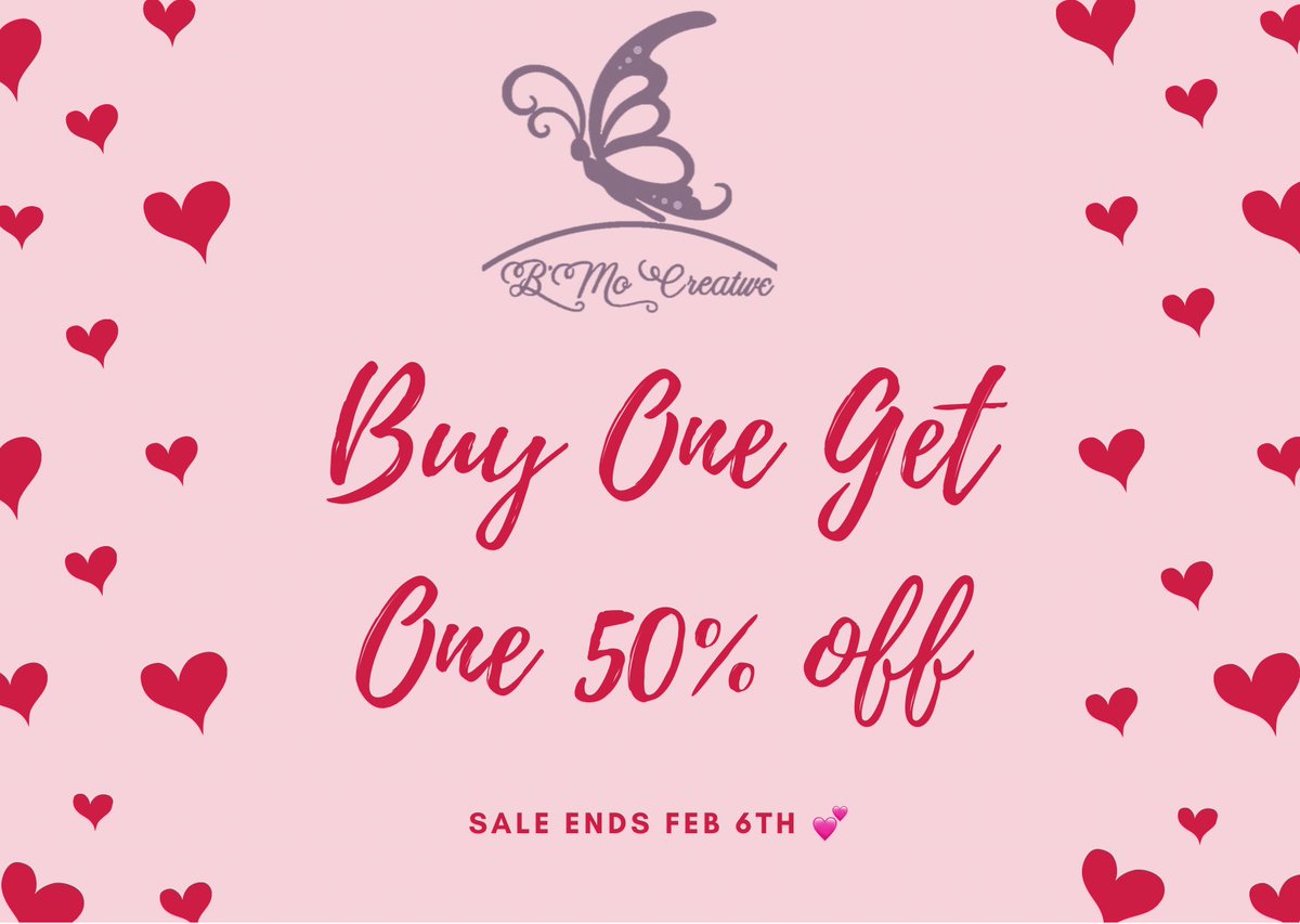 BMoCreative1's tweet photo. Time for another SALE ‼️💕
Buy one item and get another HALF PRICED ‼️
With Valentine’s Day coming up, this sale will be great for you and your significant other 🤗💕
#BMoCreative🦋💕
#Sale #valentines #buyonegetonehalfoff #bogo #blackowned #love #localbusiness #nearme #bhm https://t.co/12OiJLc8LB