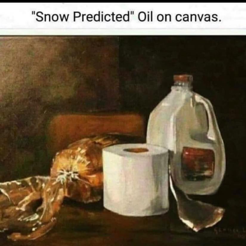 We all know the drill for a snow storm by now....we can get through this.  #KeepCalm #milkandbread