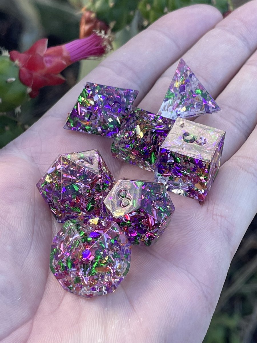 AlkeshOne's tweet photo. 16 days till Mardi Gras. I think these should be ready by then. Pulled out of @WerpyDice dice cap molds.
#resindice #handmadedice #resin #dice #dicegoblin #dnd #dnddiceset #dnddice #diceset #polyhedradice #resinart #dicemaking #tabletopdice #dicecollector #dungeonsanddragons https://t.co/8FbXOPWGPU