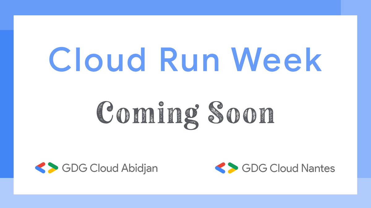 GDGCloudAbidjan's tweet image. Google à tous
Le @GDGCloudAbidjan en collaboration avec le @gdgnantes organisera le &quot;Cloud Run week&quot;. 

Il s&apos;agira d&apos;un événement qui portera sur Cloud Run et qui va durer pendant une semaine. 
@wietsevenema @gblaquiere @jlandure @steren @val_deleplace

#CloudRun #CloudRunWeek
