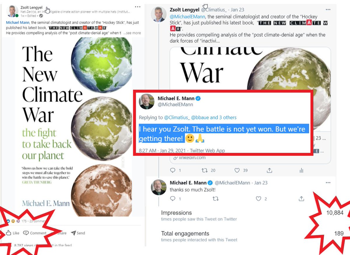 @MichaelEMann @bbaue @GRI_Secretariat @TimJMohin @LinkedIn @MichaelEMann's new book–#NewClimateWar–helps recognising that you are not alone in fighting the #climatecrisis.
Read it? Share your thoughts. 
As Michael said: “I hear you Zsolt. The battle is not yet won. But we're getting there!“ My gunpowder for you: bit.ly/36vUfDc