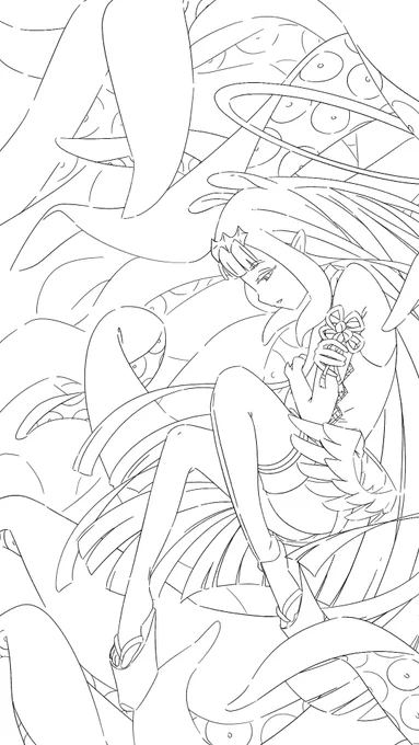 lineart is done!!! been experimenting on a different artstyle and i'm super excited to finish this!! 