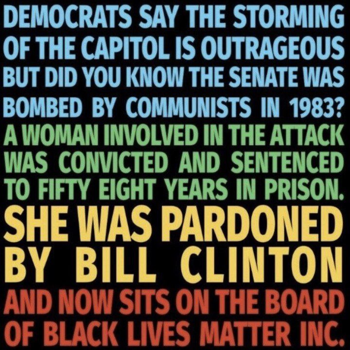 sealystar's tweet photo. Susan Rosenberg, convicted in the 1983 Capitol bombing, part of the Armed Resistance. Pardoned by Clinton, now board member of BLM. https://t.co/91u4P2fIKs