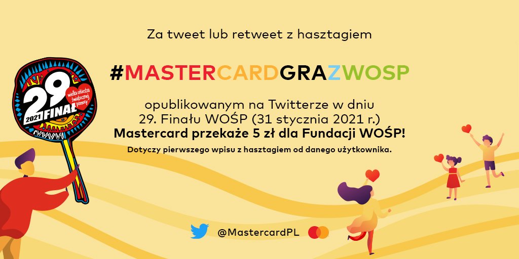 BTSPolishARMY's tweet photo. ❗DZISIAJ PIERWSZY TWEET LUB RT Z #MastercardGrazWOSP TO 5 ZŁ PRZEKAZANE DLA FUNDACJI WOŚP❗

Dlatego zachęcam, by każdy, kto jeszcze tego nie zrobił, opublikował tweeta z tym hashtagiem, oraz by każdy dał tu RT, aby rozprzestrzenić akcje 💜 https://t.co/kj0vKPfa7X