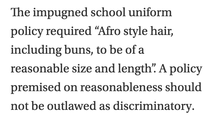 Holbrook misses the basic point that any disciplinary rule that singles out black kids only, as this one did, on his own description of it, is inherently discriminatory.