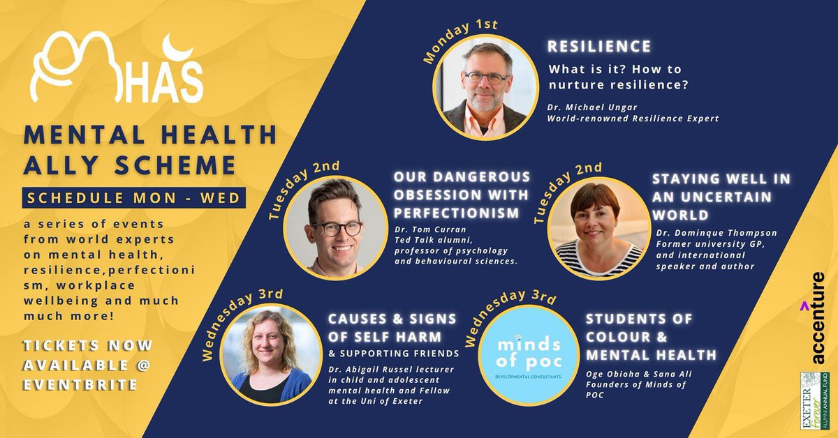 Next week our wonderful volunteers at <a href="/ExeterNightline/">Exeter Nightline</a> have organised a series of FREE events as part of their mental health ally scheme 💙🌙

For a full description of all events, and to register for your free place head to eventbrite.co.uk/e/mental-healt…