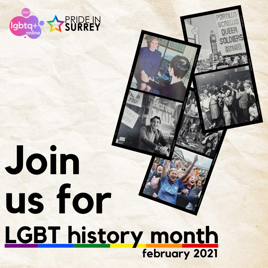 surreylgbtq's tweet photo. Join the team @PrideInSurrey for #lgbthistorymonth
We have lots of incredible content coming up just for you. Exclusive interviews, weekly #cookalongs, #notalonetalks #museonthenews #getmoving exercise and lots more.
Be sure to check out our social media for daily content https://t.co/MFqpdKemPW