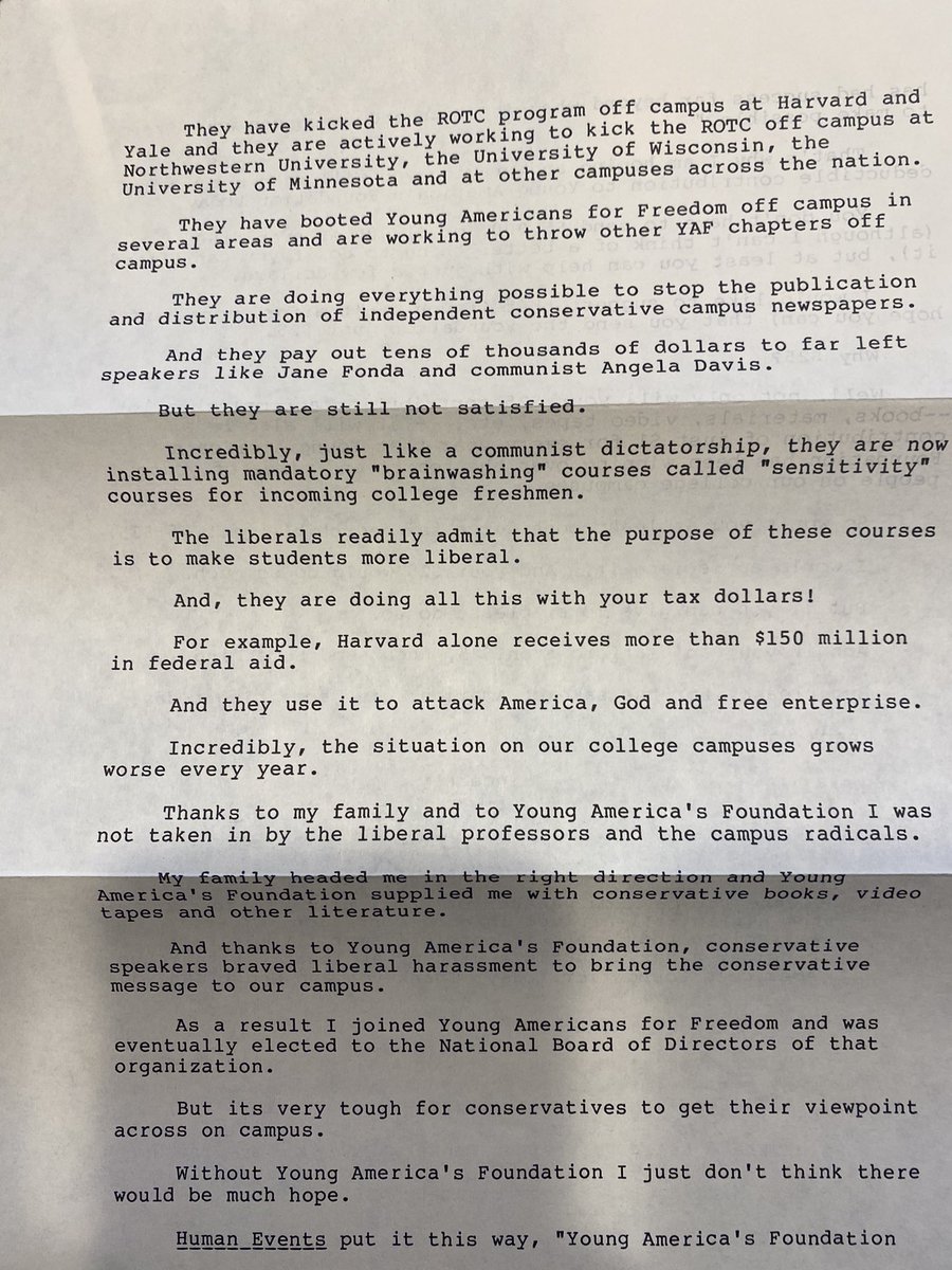 The list of grievances is familiar. Colleges are pushing an anti-American agenda, forcing “sensitivity training” on innocents and blocking Oliver North from speaking on campus. 6/